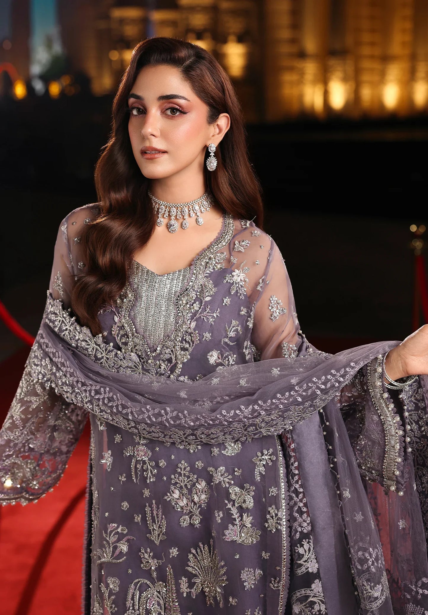 MUSE EMBROIDERED POLY NET DUPATTA BEAUTIFULLY STYLE. 