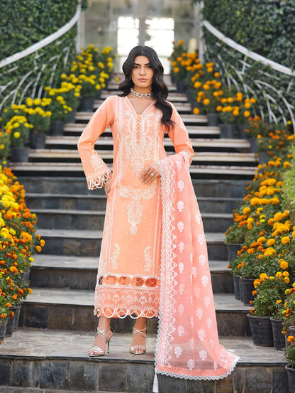 MLL-02  BLUSH GARDENIA Unstitched 3 Piece Luxury Lawn