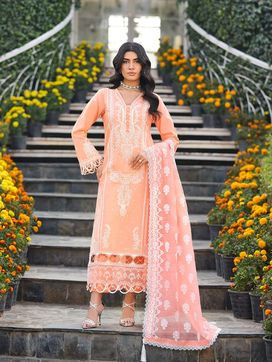 MLL-02  BLUSH GARDENIA Unstitched 3 Piece Luxury Lawn