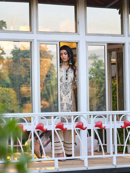 MLL-04  IVORY ELEGANCE Unstitched 3 Piece Luxury Lawn