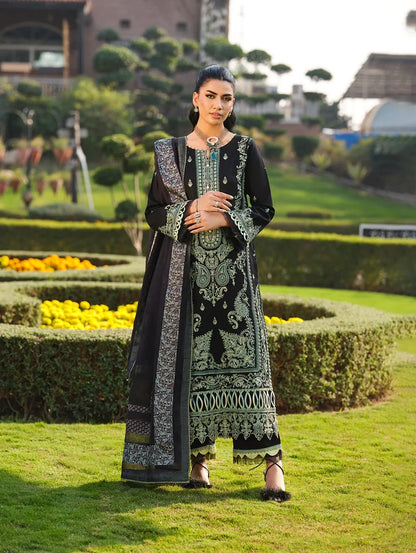 MLL-01 EMERALD NOIR Unstitched 3 Piece Luxury Lawn