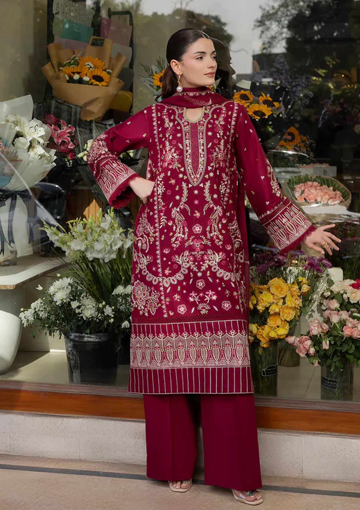 Calin - Stitched 3 Piece Embroidered Lawn