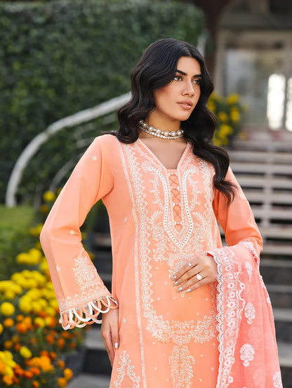 MLL-02  BLUSH GARDENIA Unstitched 3 Piece Luxury Lawn