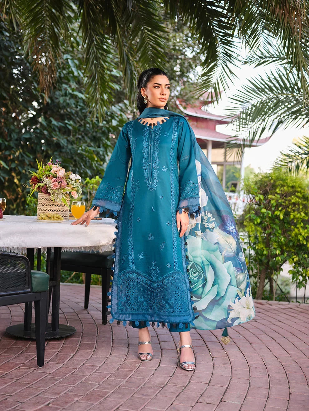 MLL-03  AZURE BLOSSOM Unstitched 3 Piece Luxury Lawn