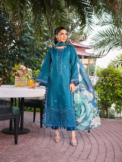 MLL-03  AZURE BLOSSOM Unstitched 3 Piece Luxury Lawn
