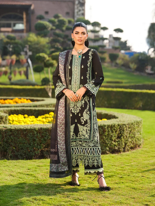 MLL-01 EMERALD NOIR Unstitched 3 Piece Luxury Lawn