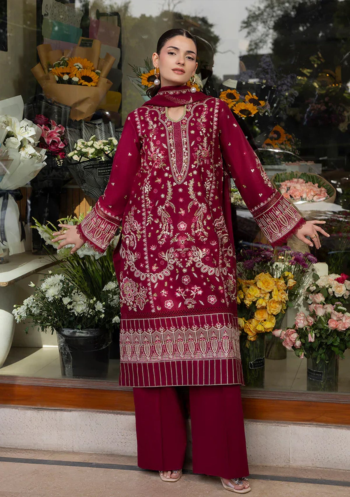 Calin - Stitched 3 Piece Embroidered Lawn