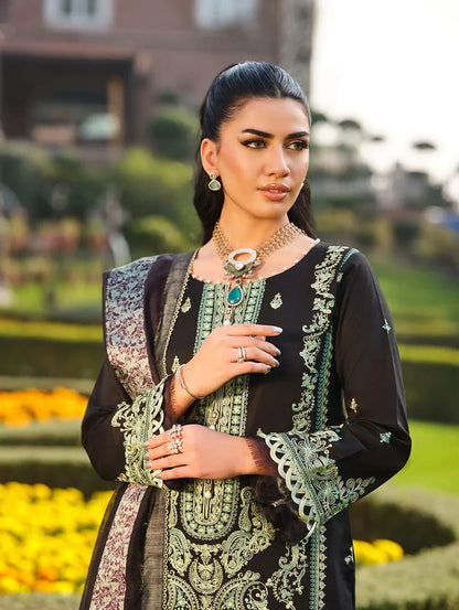 MLL-01 EMERALD NOIR Unstitched 3 Piece Luxury Lawn