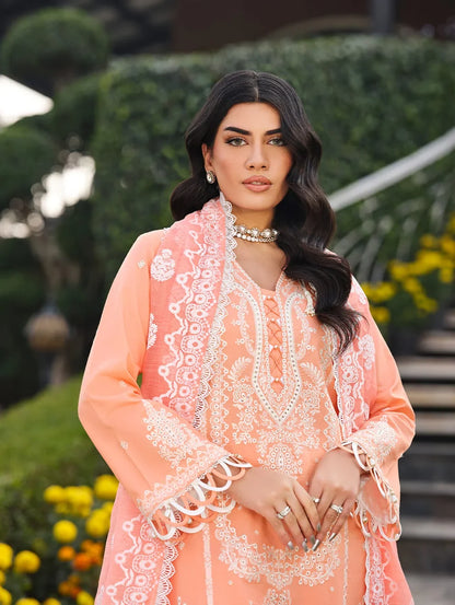 MLL-02  BLUSH GARDENIA Unstitched 3 Piece Luxury Lawn