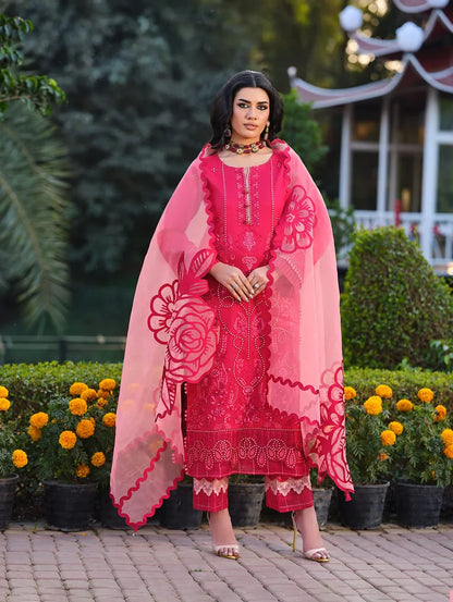 MLL-06  CRIMSON ROSE Unstitched 3 Piece Luxury Lawn