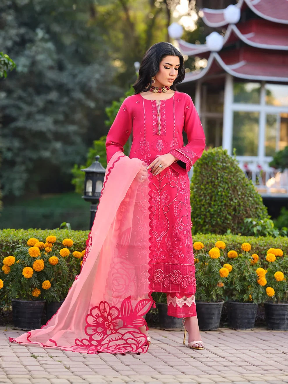 MLL-06  CRIMSON ROSE Unstitched 3 Piece Luxury Lawn