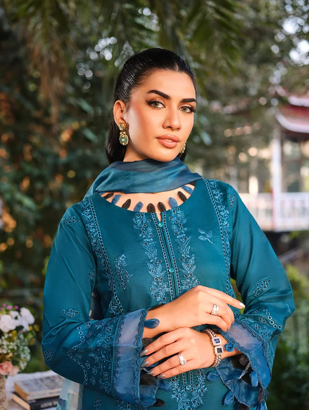 MLL-03  AZURE BLOSSOM Unstitched 3 Piece Luxury Lawn