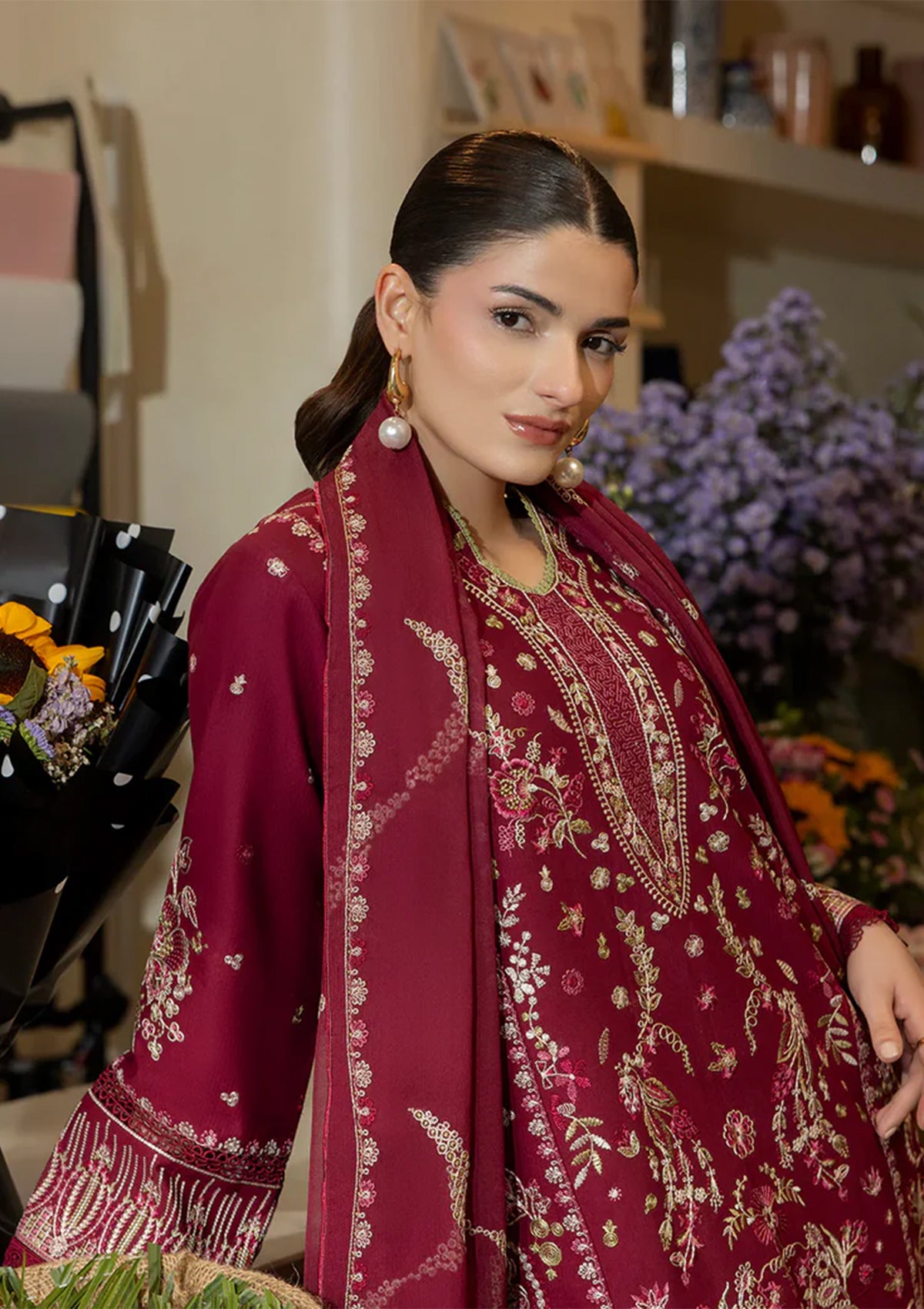 Calin - Stitched 3 Piece Embroidered Lawn