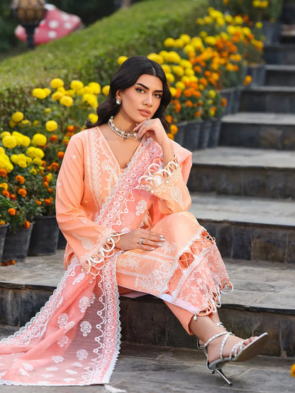 MLL-02  BLUSH GARDENIA Unstitched 3 Piece Luxury Lawn