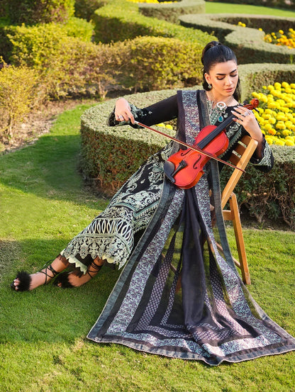 MLL-01 EMERALD NOIR Unstitched 3 Piece Luxury Lawn