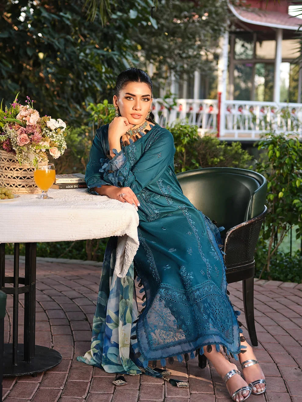 MLL-03  AZURE BLOSSOM Unstitched 3 Piece Luxury Lawn