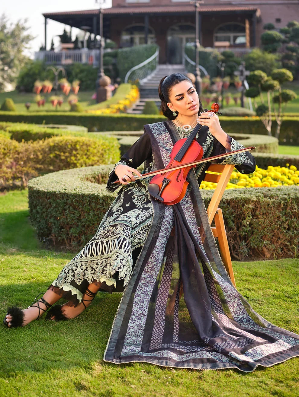 MLL-01 EMERALD NOIR Unstitched 3 Piece Luxury Lawn