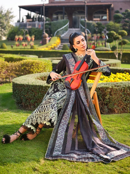 MLL-01 EMERALD NOIR Unstitched 3 Piece Luxury Lawn