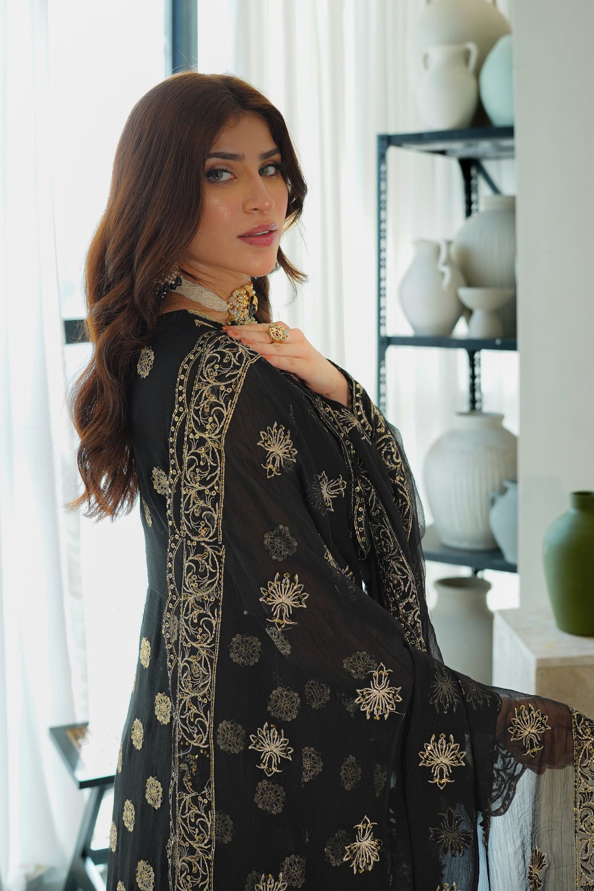 MEHERBANO Unstitched 3 piece Chiffon suit