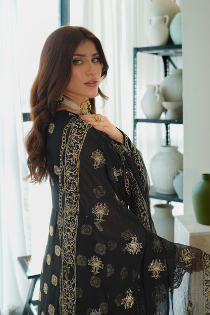 MEHERBANO Unstitched 3 piece Chiffon suit